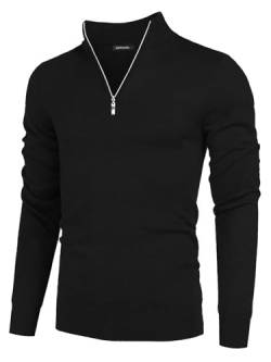 Aotoyou Pullover für Herren Rollkragenpullover Strickpullover Rollkragen Longsleeve Sweater Freizeit Männer Pullover Winter Warm Oberteile Schwarz L von Aotoyou