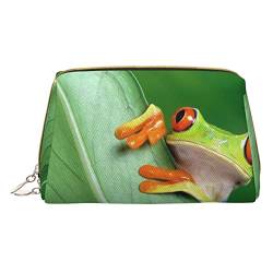 Kleine Make-up-Tasche, Reise-Kosmetiktasche, Make-up-Tasche, PU-Leder, tragbar, vielseitig, Reißverschluss, Make-up-Tasche für Damen und Mädchen, Baumfrosch, Einheitsgröße, Kosmetikkoffer von Apbdffjnf