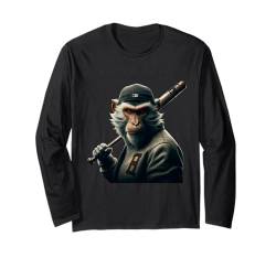 Rhesus Macaque Shirt Affe Portrait Baseballschläger Affengesicht Langarmshirt von Apes Empire