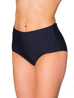 Aquarti Damen Bikinihose Bikini-Slip mit Hohem Bund, Farbe: Schwarz, Größe: 44 von Aquarti