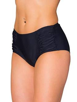 Aquarti Damen Bikinihose Hotpants mit seitlichen Raffungen, Farbe: Schwarz, Größe: 40 von Aquarti