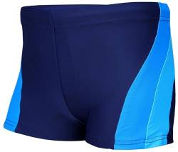 Aquarti Jungen Badehose Schwimmhose Seitliche Paspel Kinder Badeshorts, Farbe: Dunkelblau/Türkis/Hellblau, Größe: 146 von Aquarti