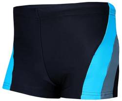 Aquarti Jungen Badehose Schwimmhose Seitliche Paspel Kinder Badeshorts, Farbe: Schwarz/Grau/Hellblau, Größe: 140 von Aquarti