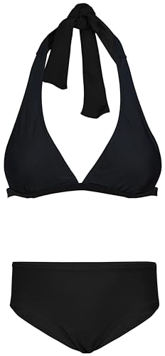 Aquarti Mädchen Bikini Set Bustier Bikinislip Zweiteiliger Badeanzug, Farbe: Zum Binden - Schwarz, Größe: 146 von Aquarti