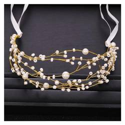 Aqxyedc Trendy Braut Haarschmuck Gold Tiara Perle Stirnband Hochzeit Kopfschmuck Abschlussball weibliche Haarschmuck Braut Tiara handgefertigt wanglan von Aqxyedc