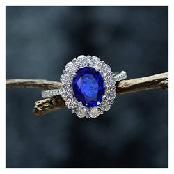 Kuaizi Vintage 100% 925 Sterling Silber Royal Blue Sapphire Edelstein Hochzeit Engagement Party Frauen Ring Fine Schmuck Jingxin(7 UK) von Aqxyqaz