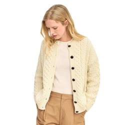 Carriag Donn Ladies Cream Aran Lumber Jacket , Weiß, M von Aran Woollen Mills