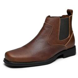 Herren Western Chelsea Cowboystiefel, quadratische Zehenpartie, Allwetter-Slip-On-Arbeits- und Freizeitstiefel für ultimativen Komfort und Haltbarkeit, Dunkelbraun, 43 EU von ArcBrothers