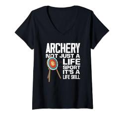 Damen Bogenschießen Not Just A Life Sport Proud Archer T-Shirt mit V-Ausschnitt von Archery Passion Bowhunting Sports Enthusiasts