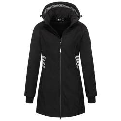 Arctic Seven Damen Softshelljacke (XS-5XL) mit Kapuze abnehmbar - Wasserabweisend, Atmungsaktiv, Fleece innen, Warme Jacke Frauen - AS-305 (3XL, Schwarz) von Arctic Seven