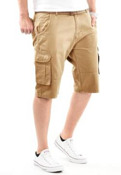 Arctic Seven Herren Cargo Shorts (29W-42W) Regular Fit Kurze Hosen mit Gürtel - 100% Baumwolle Obermaterial, Sommer Cargohose Männer - AS-409 Beige W30 von Arctic Seven