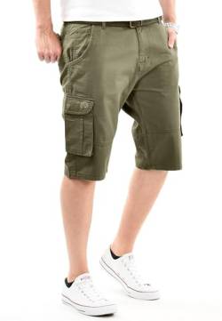 Arctic Seven Herren Cargo Shorts (29W-42W) Regular Fit Kurze Hosen mit Gürtel - 100% Baumwolle Obermaterial, Sommer Cargohose Männer - AS-409 Olive W42 von Arctic Seven