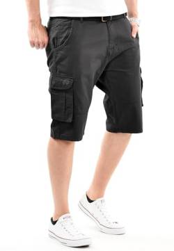 Arctic Seven Herren Cargo Shorts (29W-42W) Regular Fit Kurze Hosen mit Gürtel - 100% Baumwolle Obermaterial, Sommer Cargohose Männer - AS-409 Schwarz W34 von Arctic Seven