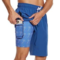 Arcweg Badehose für Herren mit Kompression Badeshorts 2 in 1 Schnelltrocknend lässige 5.5" Schwimmhose Strandshorts mit Reißverschlusstasche S - XXL S(EU) von Arcweg