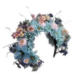 Arecobticy Haarspangen, Frühlingsblumenkronen, Blumengirlanden, Stirnband für Braut, Hochzeit, Frauen, stimulierter Blumenkranz, Haarband, Haarreif, Requisiten von Arecobticy