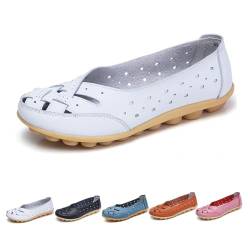 Argumub Orthopedic Loafers In Breathable Leather, Women's Comfortable Loafer Casual Leather Flats Breathable Slip On Shoes (White, Erwachsene, Damen, 43, Numerisch, EU Schuhgrößensystem, M) von Argumub