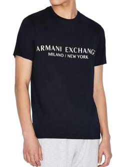 Armani Exchange Herren Short Sleeve Milan New York Logo Crew Neck T-Shirt, Marineblau, Mittel von Armani Exchange