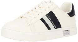 Armani Exchange Damen Cup Sole Mina, back tab with and metal logo Detail on side Sneaker, Off White+black, 41 EU von Armani Exchange