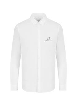 Armani Exchange Men's A|x Long Sleeve Icon Logo Button Shirt, White, Mittel von Armani Exchange