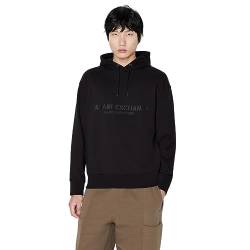 Armani Exchange Men's Cotton Frenc Terry Utility Logo Drop Shoulder Pullover Hoodie Hooded Sweatshirt, Black, Small von Armani Exchange