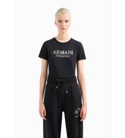 Armani Exchange für Damen. 3DYT13YJ8QZ1200 Kurzarm-T-Shirt schwarz (S), Lässig, Baumwolle von Armani Exchange