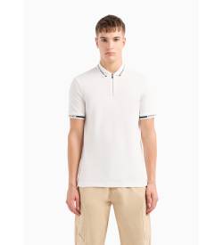 Armani Exchange für Herren. 3DZFLHZJM5Z1116 Polo-Reißverschluss weiß (XXL), Lässig, Baumwolle, Kurzarm von Armani Exchange