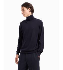 Armani Exchange für Herren. 8NZM3CZM8AZ1510 Marineblauer Rollkragenpullover (S), Lässig, Wolle von Armani Exchange