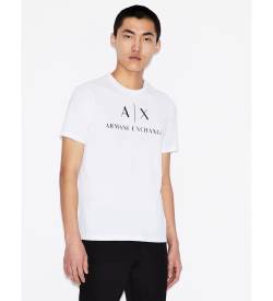 Armani Exchange für Herren. 8NZTCJZ8H4Z1100 Regular Fit Strick-T-Shirt weiß (S), Lässig, Baumwolle, Kurzarm von Armani Exchange