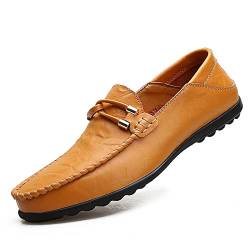 Aro Lora Herren Mokassins Lederschuhe Schuhe Penny Loafers Slipper Hausschuhe Leder Slip On Fahren Schuhe Gelb 41 EU von Aro Lora