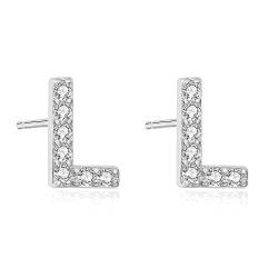 Aroncent Ohrringe Buchstabe 925 Sterling Silber Buchstaben Ohrstecker Initiale Ohrschmuck mit Zirkonia L von Aroncent