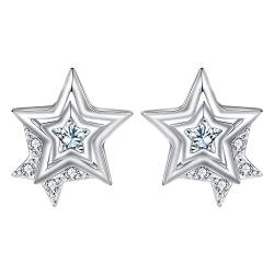 Arrebol Ohrringe Sterne 925 Sterling Silber Damen Ohrstecker mit 3A Zirkonia Original Schmuck Für Frauen Mädchen Geschenk von Arrebol