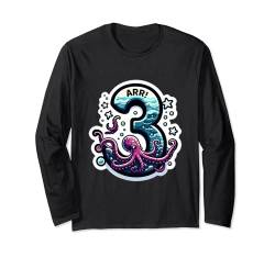 Geburtstag: Octopus Pirate Boy, 3. Geburtstag Langarmshirt von ArrrTees Co.