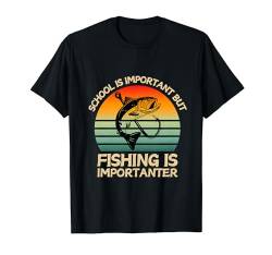 Die Vintage-Schule ist wichtig, aber Angeln ist wichtig, lustig T-Shirt von Art School Is Important But Fishing Importanter