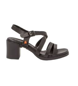 Art für Damen. 118401201003_001 1840 Cannes Ledersandalen schwarz -Absatzhöhe 7,5cm (40), 5 bis 8 cm, Schnalle, Lässig von Art