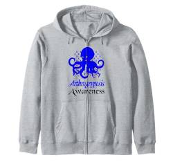 Arthrogryposis Awareness Lustiger Oktopus-Stütze mit blauem Band Kapuzenjacke von Arthrogryposis Awareness Products (Lwaka)