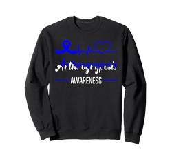 Arthrogryposis Bewusstsein Herzschlag Blue Ribbon Love Support Sweatshirt von Arthrogryposis Awareness Products (Lwaka)