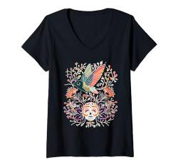 Damen Bunte abstrakte Kunst für Damen, lässig, lebendige Grafik T-Shirt mit V-Ausschnitt von Artistic Creative Fashion