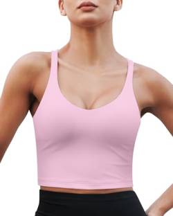 As Fairy Damen-Sport-BH Criss Cross Back Crop Tank Top Longline gepolsterter Yoga-BH mit mittlerer Unterstützung (Rosa,S) von As Fairy