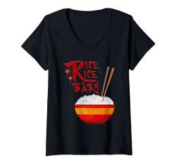 Damen Reis Chinesisch Essen Rice Rice Baby Asien Reisfan T-Shirt mit V-Ausschnitt von Asiatisch Geschenk Chinesisch Essen Shirt China