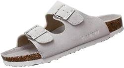 Asifn Damen Herren Slide Kork Fußbett Sandale Flach Verstellbarer Riemen Verstellbare Schnalle Slip auf Casual Open Toe Schuhe Wildleder Sommer（Weiß,46/47 EU,44 Markengröße von Asifn