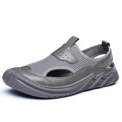 Asifn Herren Mesh Sandalen Outdoor Casual Komfortable Leichte Atmungsaktive Geschlossene Zehe Strand Schuhe Sommer Wandern Sport Walking Schuhe Grau 45 EU von Asifn