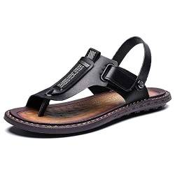 Asifn Herren Sandalen Strand Hausschuhe Outdoor Flip Flops Indoor und Outdoor Mode Sport Sandalen Leder Wanderschuhe Schwarz 47 EU von Asifn