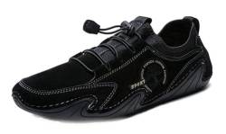 Asifn Mokassins Herren Schwarz Wildleder Fahrschuhe Sommer Outdoor Anti-Rutsch Atmungsaktiv Weich Freizeit Loafer（Schwarz,47 EU von Asifn