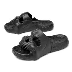 Asifn Schädel Rutschen Dusche Hausschuhe für Frauen Männer Haus Sandalen EVA Dicke weiche offene Zehe auf Indoor Outdoor Strand Pool Sandalen （Schwarz,38/39 EU von Asifn