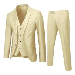 Anzug Herren Regular Fit Herren 3 Teilig Anzug 2-Knopf Slim Fit Anzüge Einreiher Sakko Weste Hose für Business Hochzeit Suits Regular Men's Sommeranzug Komplett Set Slim Fit Leicht Sakko Zara von Asija