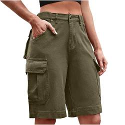 Asija Cargo Shorts Damen 3/4 Elegante Shorts Damen Baumwolle Hosen Laufhosen Viele Taschen Arbeitshose Damen Vintage Shorts Stretch Arbeitshose Outdoor Cargohose Damen Camouflage Leicht Outdoorhose von Asija