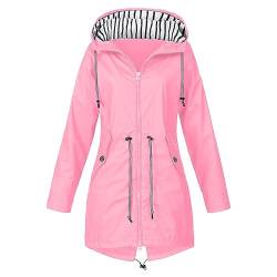 Asija Damen Regenjacke Mit Kapuze Wasserdicht Windbreaker Wetterfest Übergangsjacke Regenmantel Langärmelige Herbst und Winterjacke Übergangsjacke Damen Sportbergsteigen Wandern Jacke rosa S von Asija