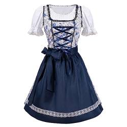 Asija Dirndl Für Damen Midi Dirndlparty Dirndl Damen Trachtenkleid Dirndl Midi Damen Schwarz Schürze Dunkel Dirndlkleid für Oktoberfest Bavarian Schwarz, ohne Dirndlbluse Größe Blau M von Asija