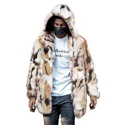 Fellmantel Herren Lang Fellmantel Herren Pelzmantel Kurz Kunstfell Mantel Jacke 2023 Warme PlüSchmantel Fellmantel Elegant Wintermantel Hooded Teddy Coat Felljacke Parka Fellimitat Filz Herbst Winter von Asija