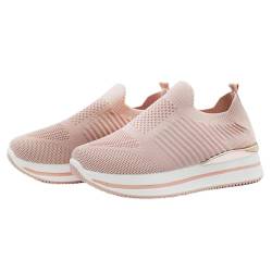 Aspand Collection Damen-Sneaker, Bequeme orthopädische Schuhe mit Fußgewölbeunterstützung, lässige Sneakers mit Keilabsatz aus atmungsaktivem Mesh,Rosa,39 von Aspand